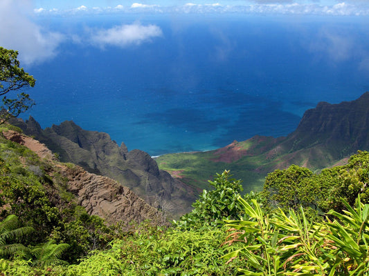 looking down from the top of a kauai mountain top