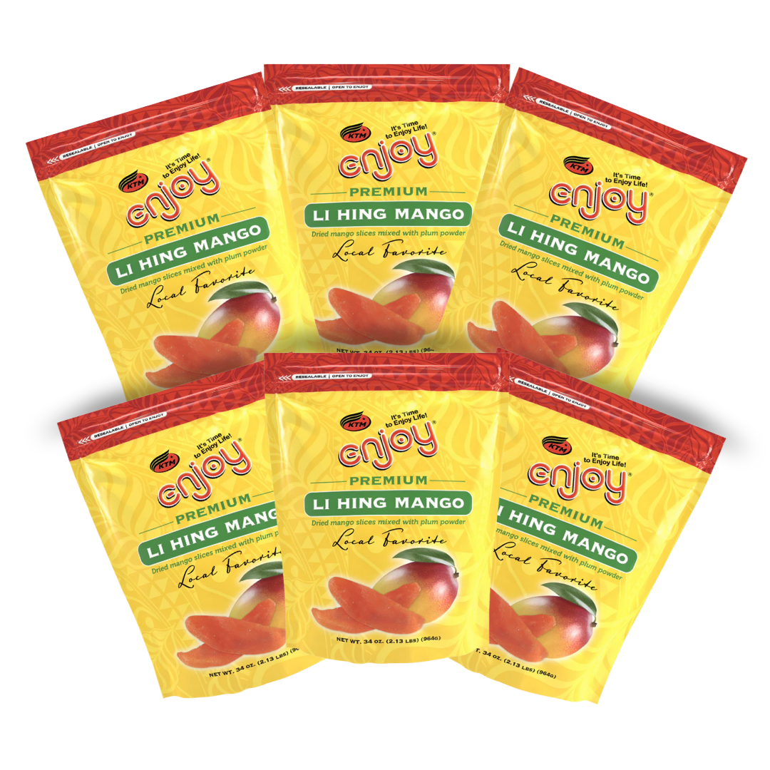 Li Hing Dried Mango Snack, 34 oz Resealable Bag 6-Pack ($25 Pack)