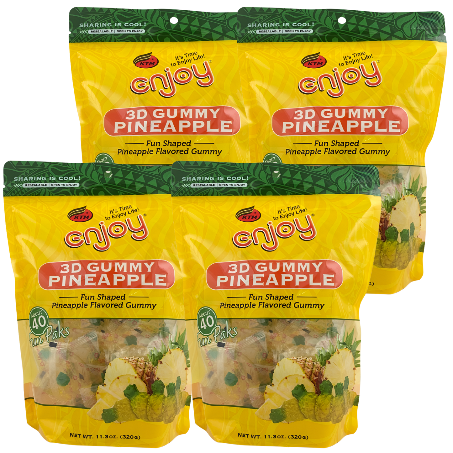 Enjoy 3D Gummy Pineapple | 40 Packs 4-Bag ($18 Bag)