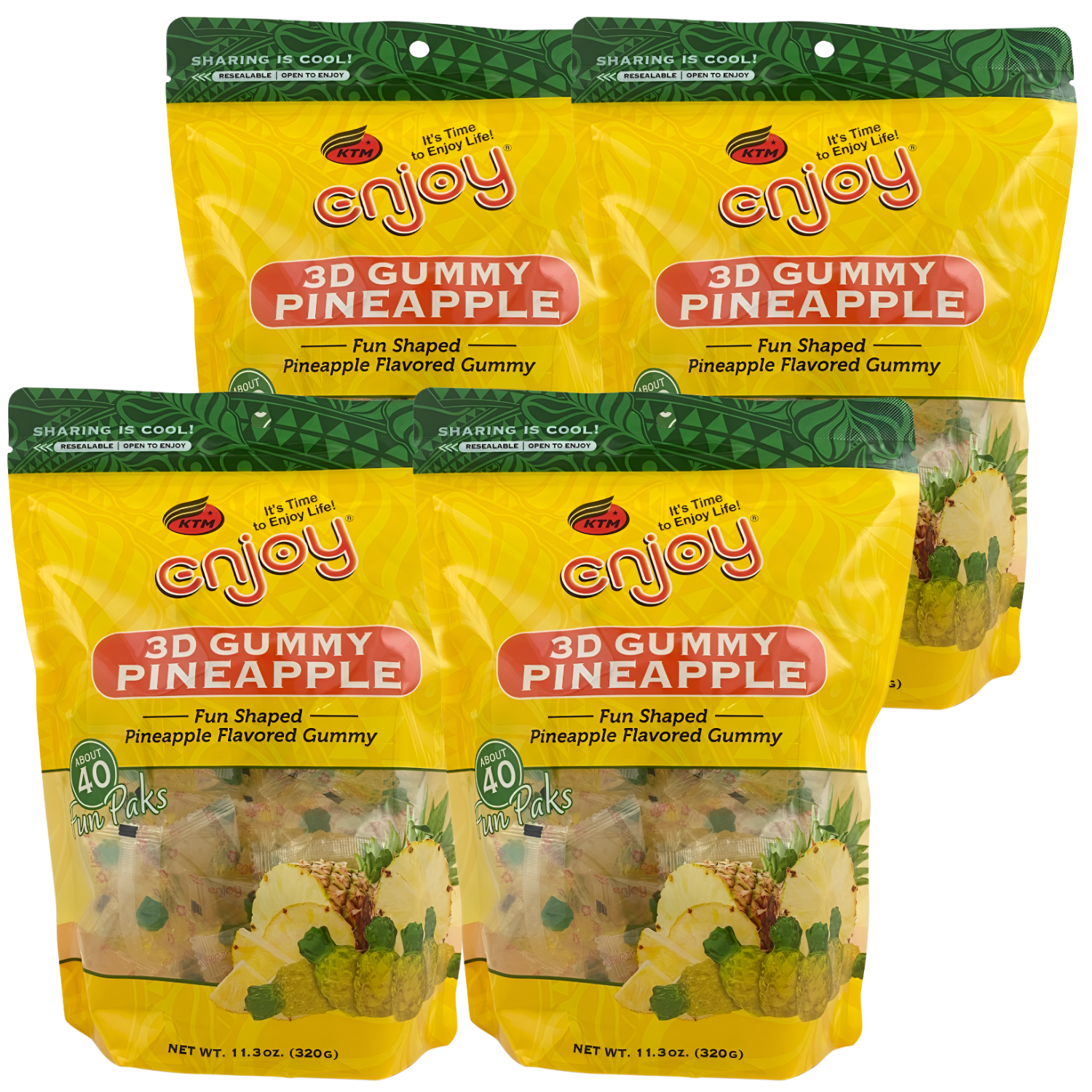 Enjoy 3D Gummy Pineapple | 40 Packs 4-Bag ($18 Bag)