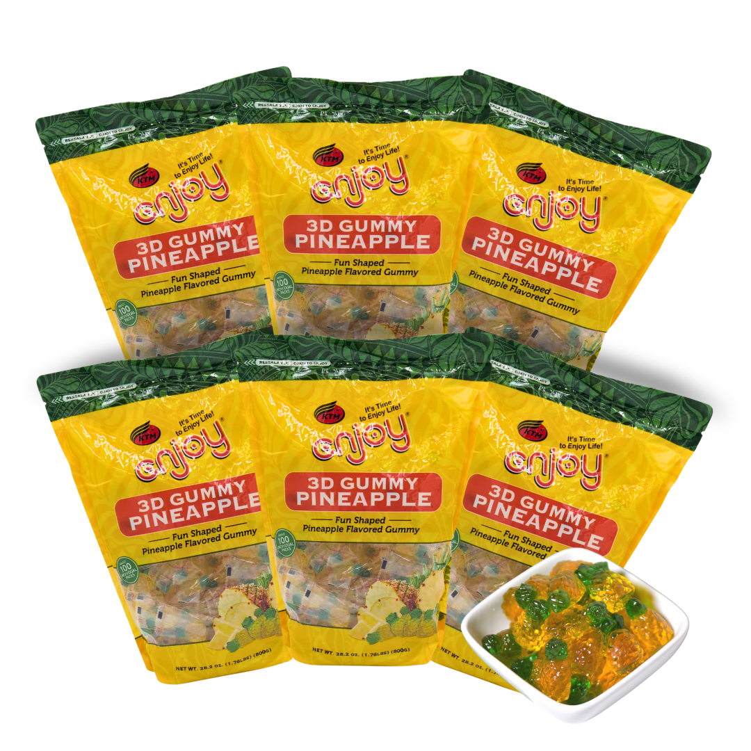 Enjoy 3D Gummy Pineapple | 100 Packs 6-Bags ($27 Bag)