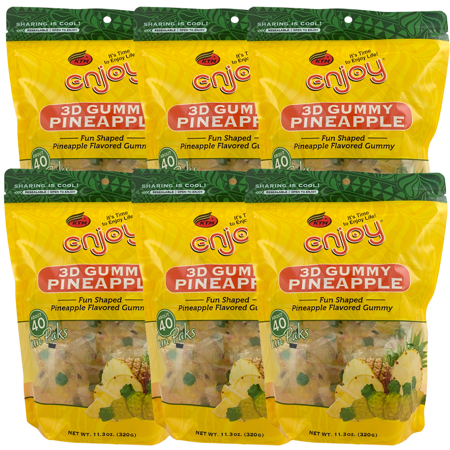 Enjoy 3D Gummy Pineapple | 40 Packs 6-Bags ($17 Bag)