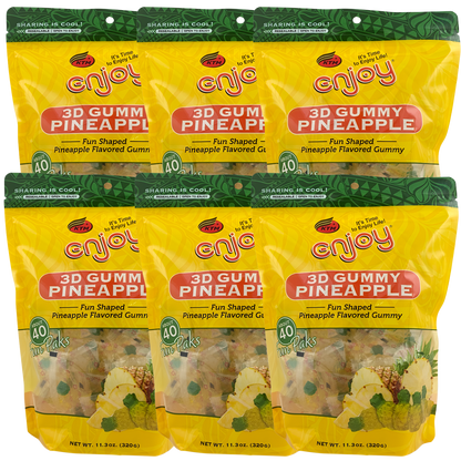 Enjoy 3D Gummy Pineapple | 40 Packs 6-Bags ($17 Bag)