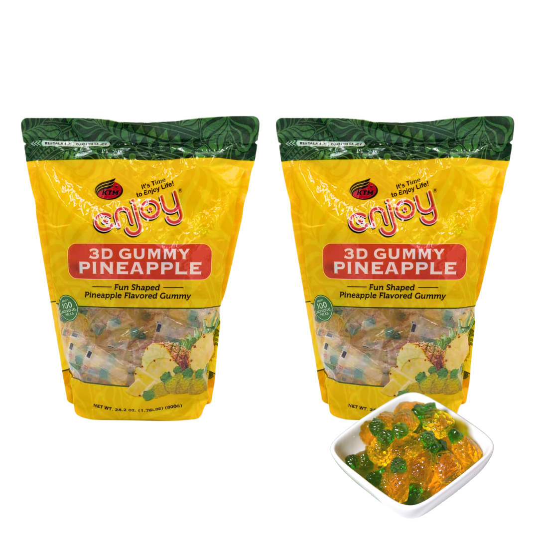 Enjoy 3D Gummy Pineapple | 100 Packs 2-Bags ($30 Bag)