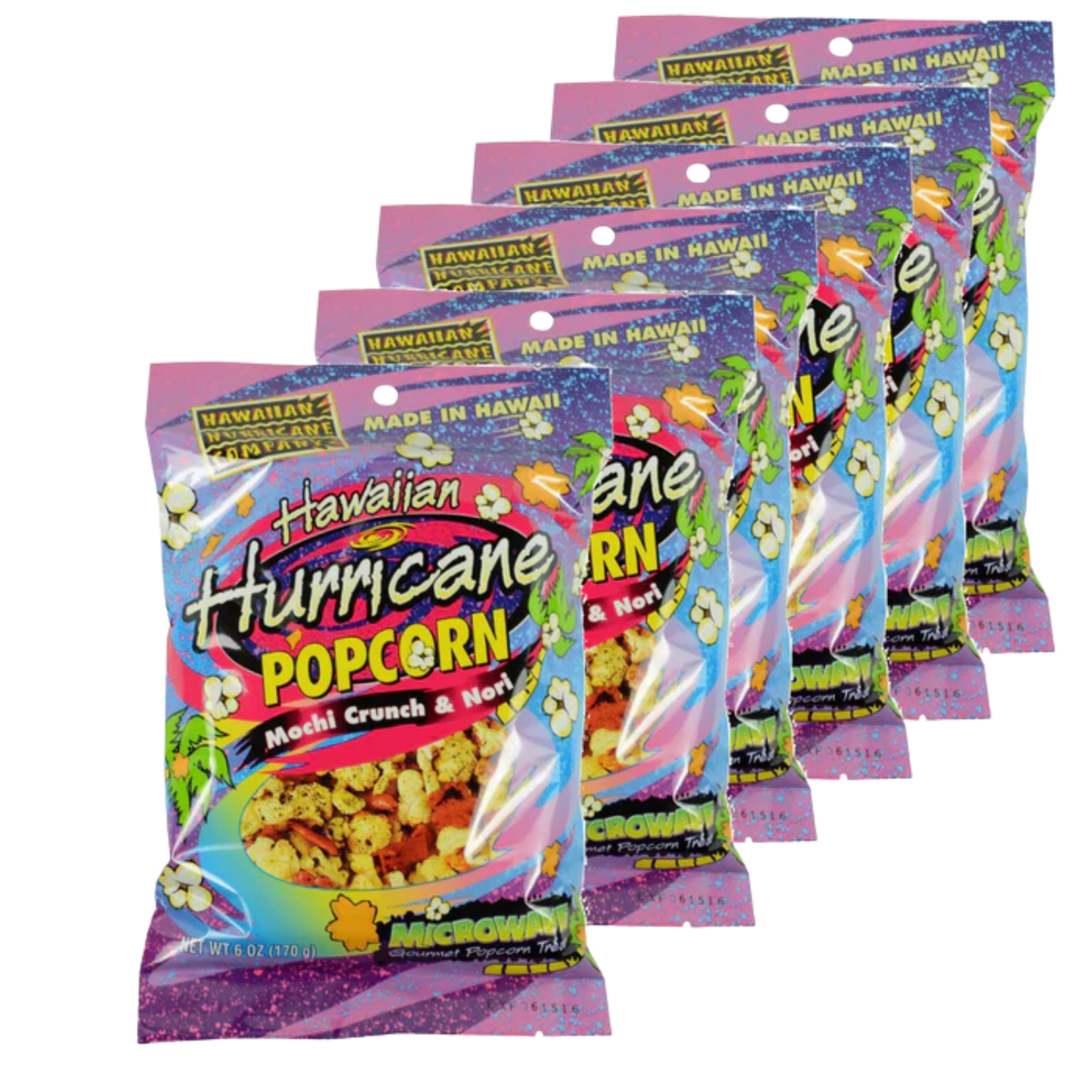 Hawaiian Hurricane Microwave Popcorn 6-Pack (Mochi Crunch & Nori)
