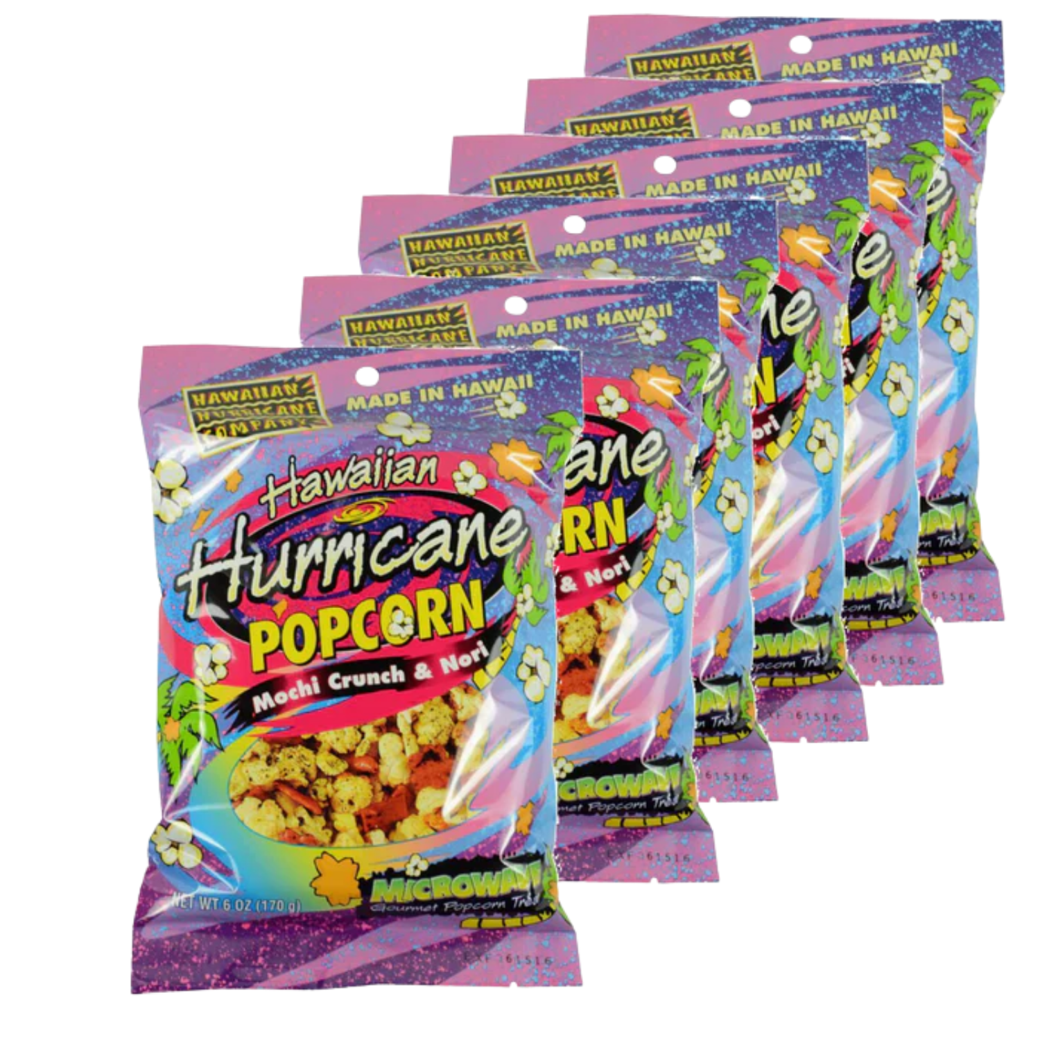 Hawaiian Hurricane Microwave Popcorn 6-Pack (Mochi Crunch & Nori)