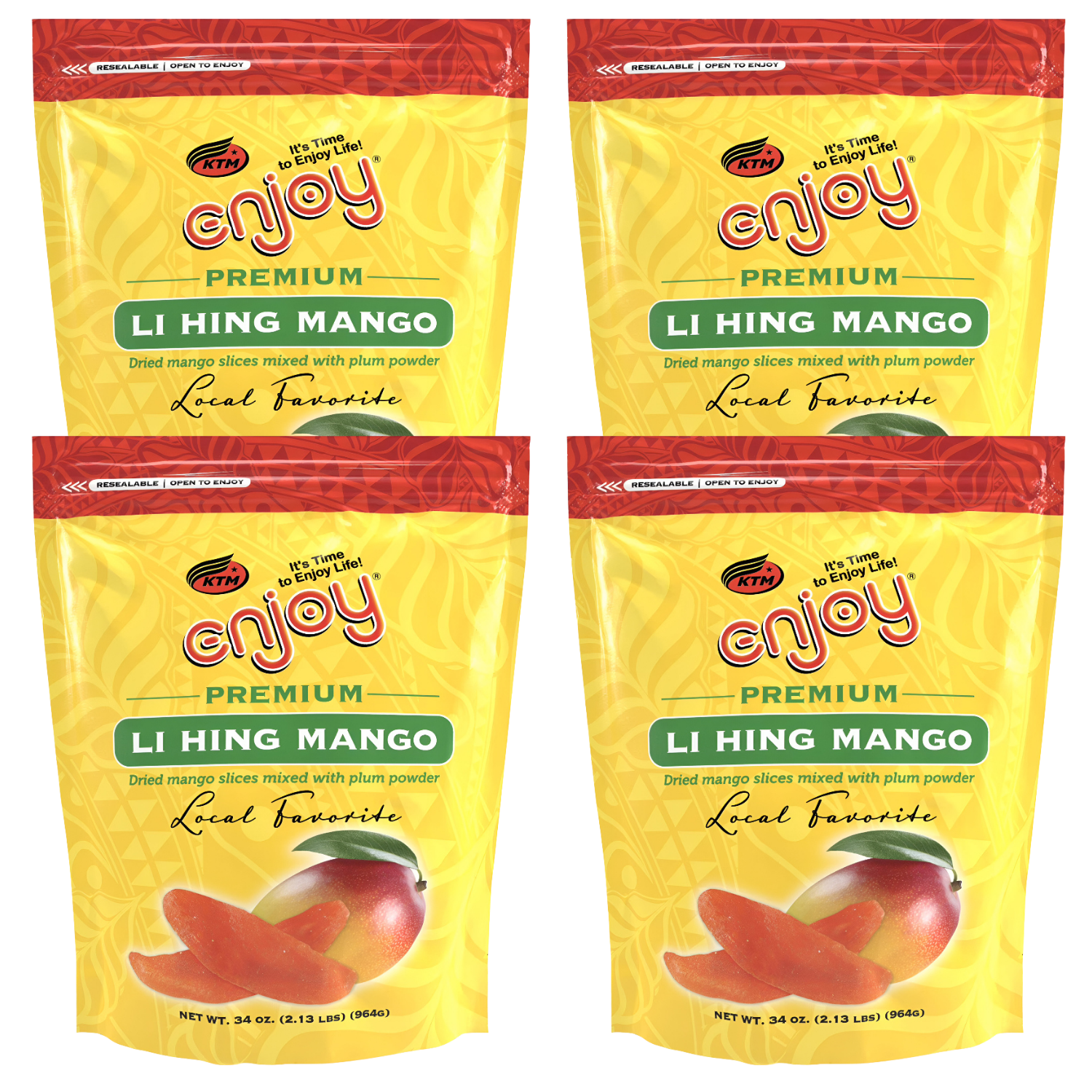 Li Hing Dried Mango Snack, 34 oz Resealable Bag 4-Pack ($27 Pack)