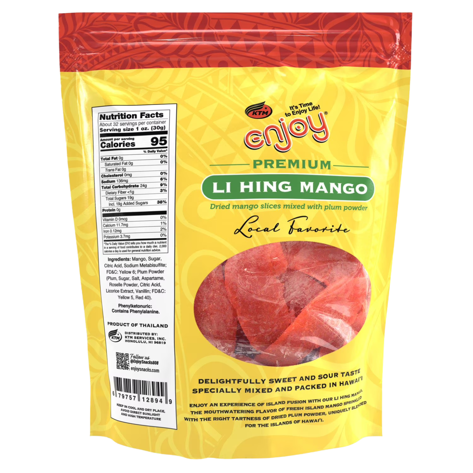 Li Hing Dried Mango Snack, 34 oz Resealable Bag