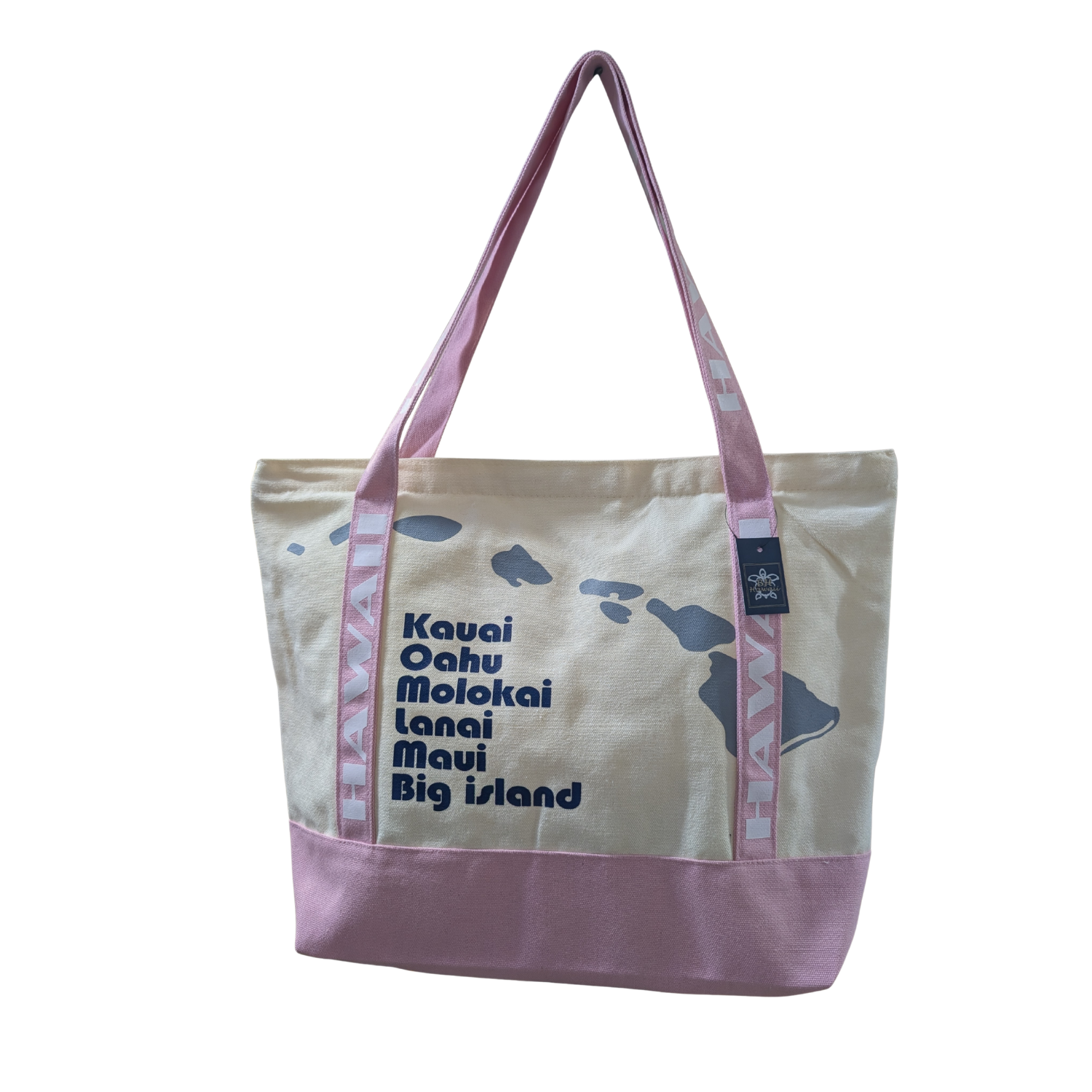 Hawaii Island Map Pink Tote Bag