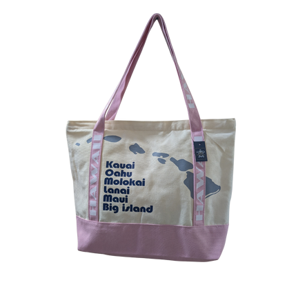 Hawaii Island Map Pink Tote Bag